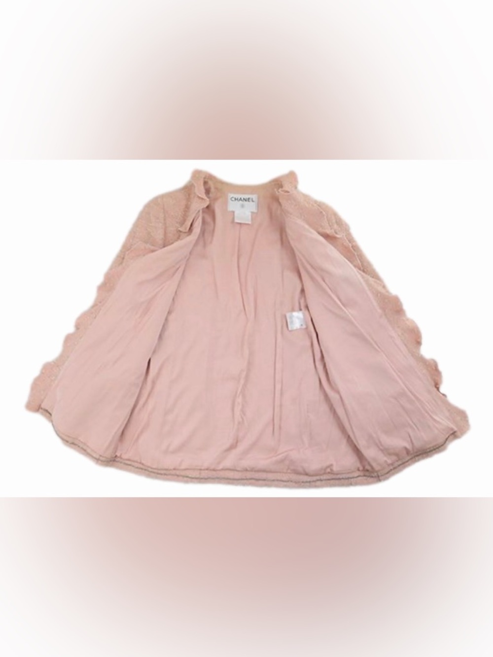 Chanel Vintage 1999 Pink Rosa Tweed Giacca Gonna Ruffle Jacket - Picture 4 of 6